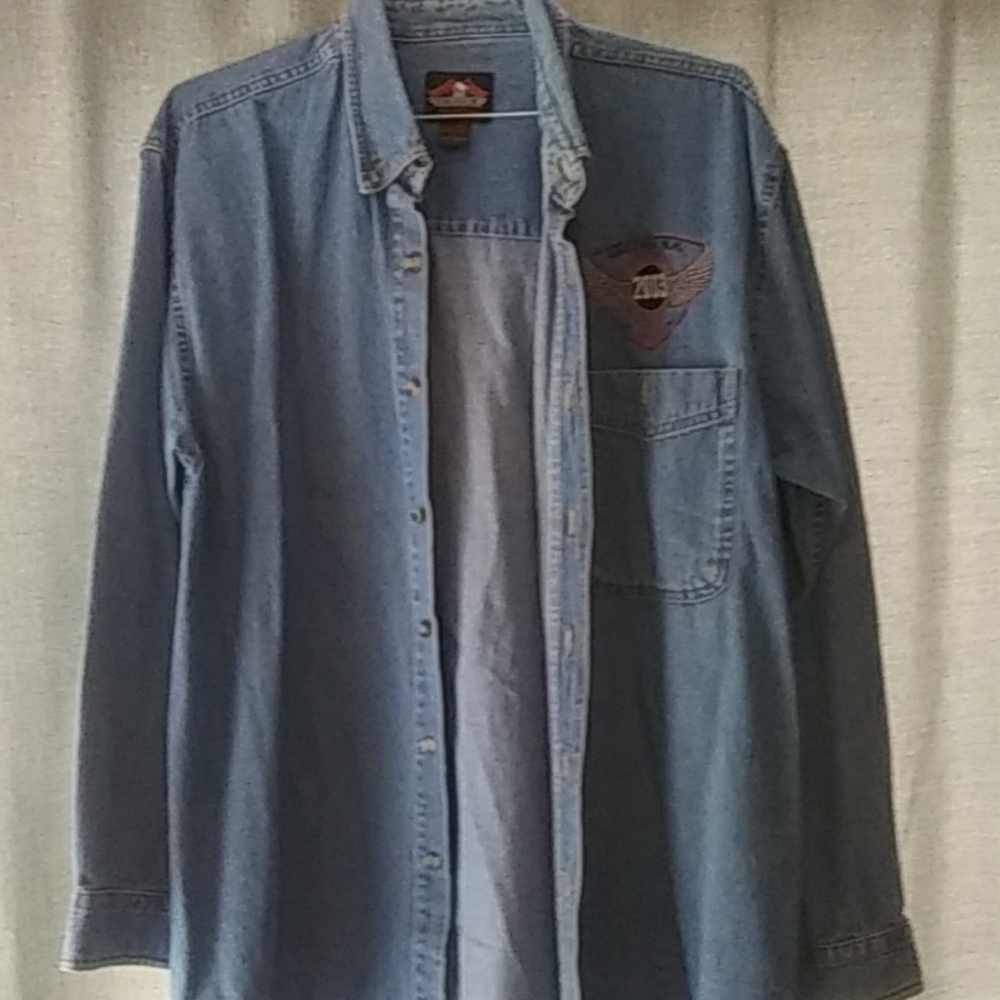 Men's long sleeve button down Jean shirt